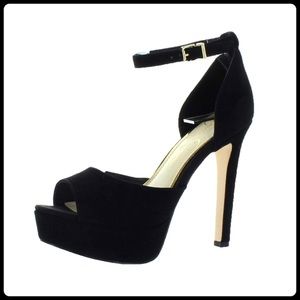 Jessica Simpson Women's Beeya Ankle Strap Platform Heeled Shoes Black Size 5.5
